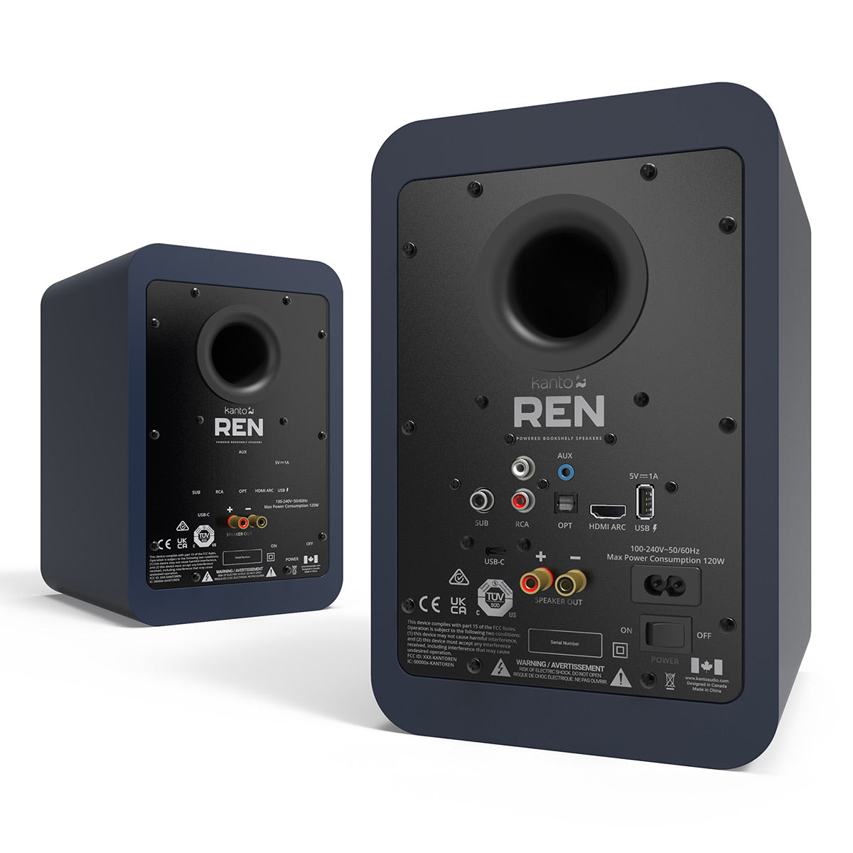 Kanto REN Powered Speakers Bundle with AudioQuest Sky 48 HDMI Cable - 3m (Blue)