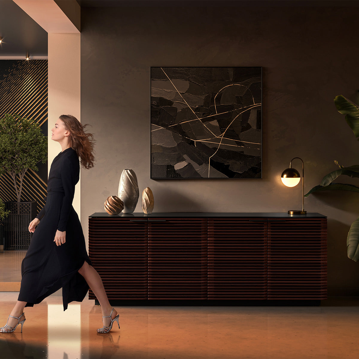 BDI Corridor 8109 4-Door Storage Credenza (Chocolate Stained Walnut)