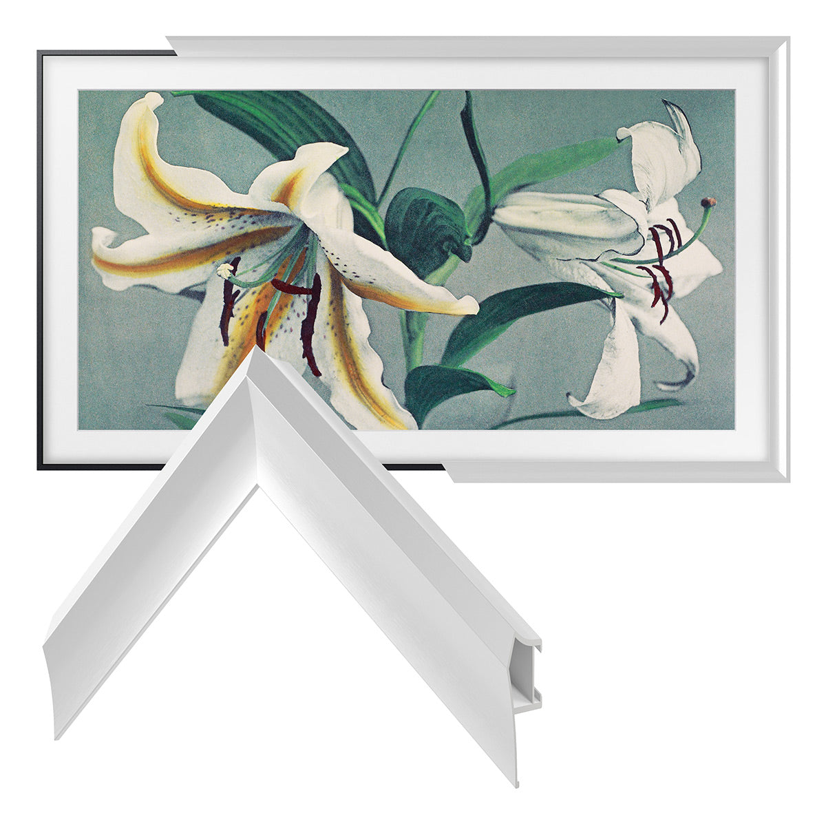 Deco TV Frames 55" Alloy Prismatic Frame for Samsung The Frame TV 2021-2024 (Pure White)