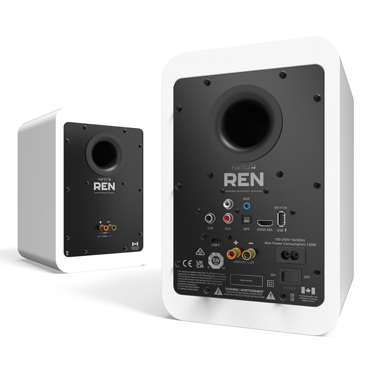 Kanto REN Powered Speakers Bundle with AudioQuest Sky 48 HDMI Cable - 3m (White)