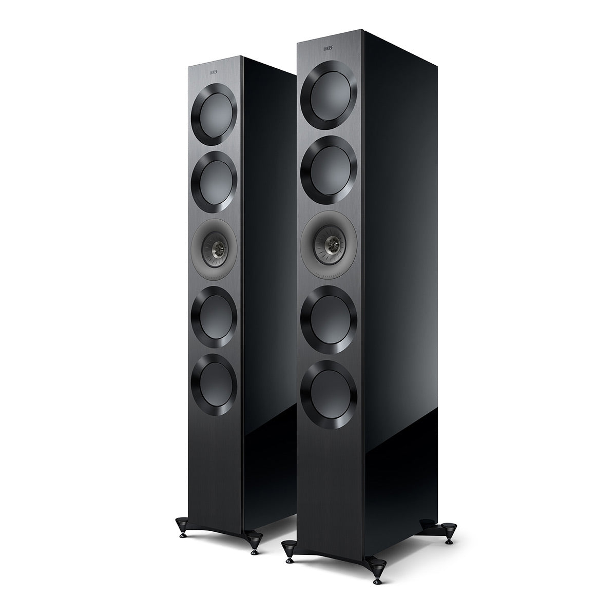 KEF Reference 5 Meta Floorstanding Speaker - Pair (High-Gloss Black/Grey)