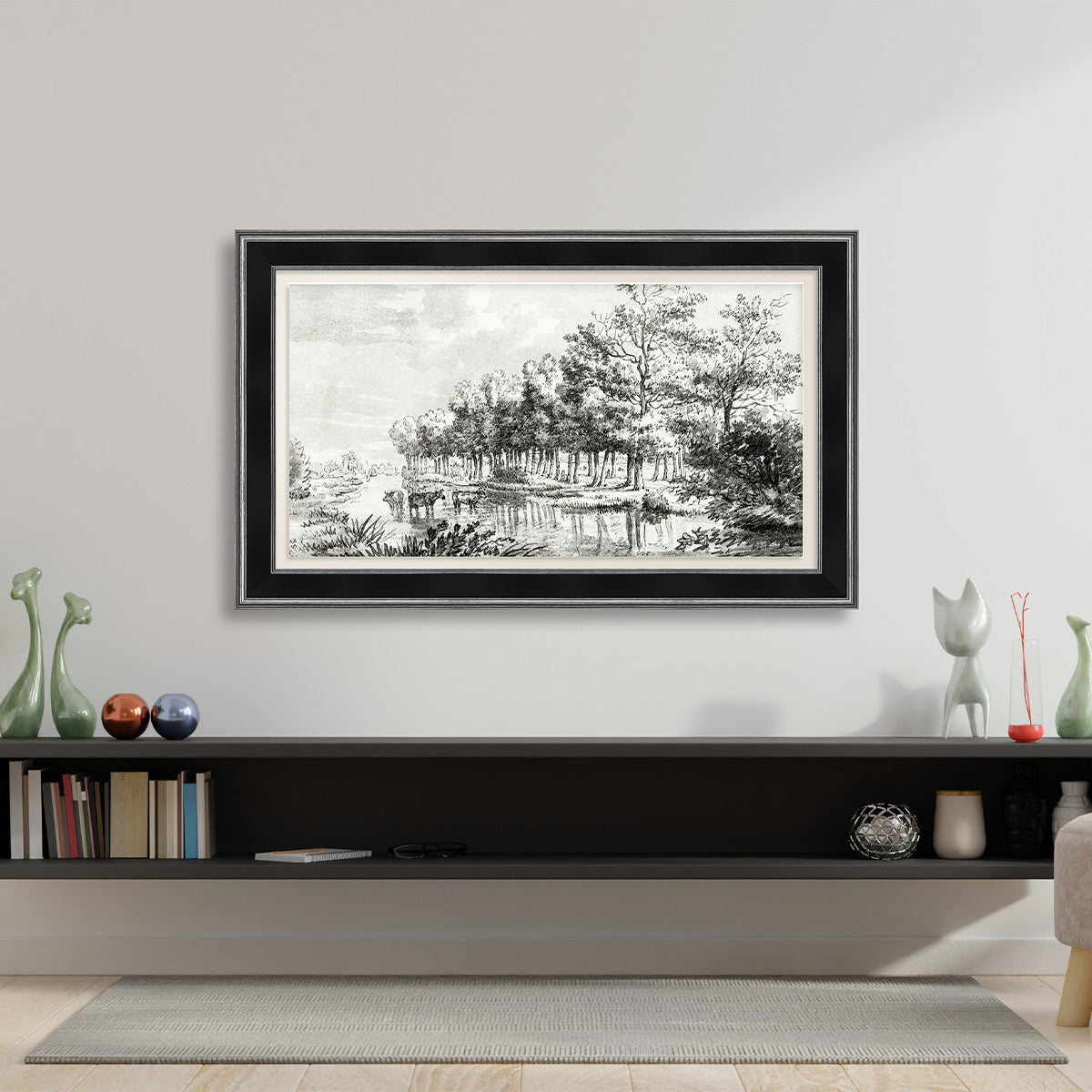 Deco TV Frames 55" Frame for Samsung The Frame TV 2021-2024 (Antique Silver & Black)