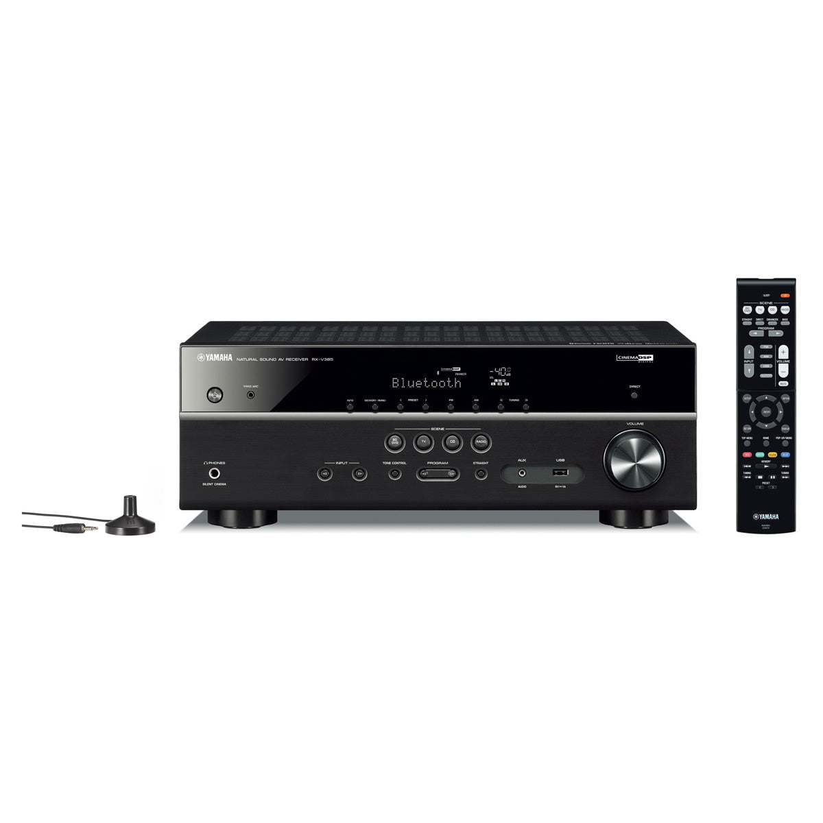 Yamaha RX-V385BL 5.1 Channel AV Receiver with Sanus Ultra High Speed 8K 6.56 ft. HDMI 2.1 Cable