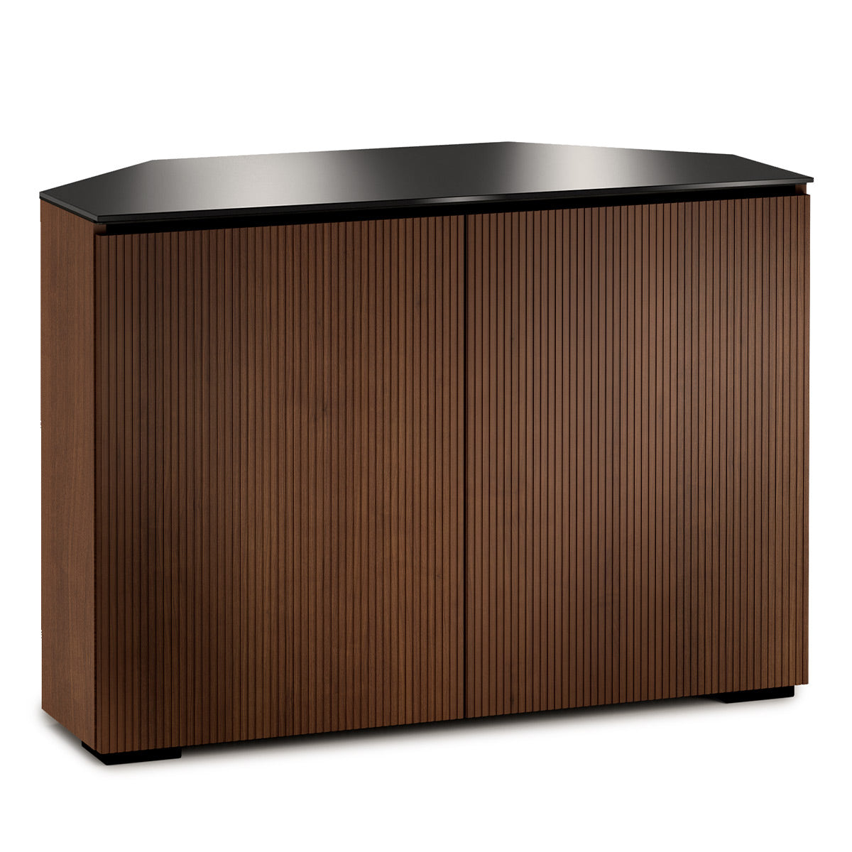 Salamander Chameleon Collection Manhattan 323 Corner- Medium Walnut Doors and Sides, Black Glass Top)