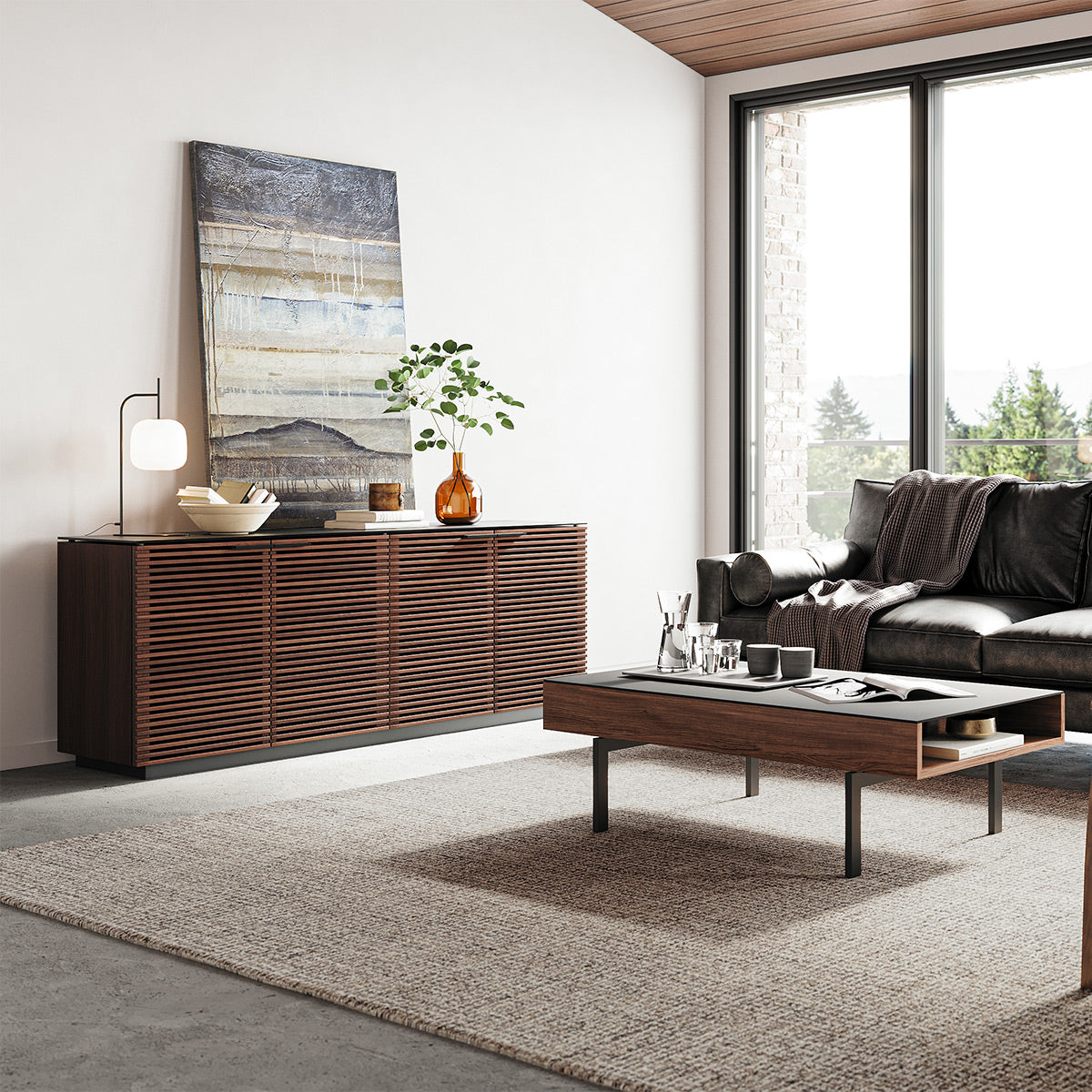 BDI Corridor 8109 4-Door Storage Credenza (Chocolate Stained Walnut)