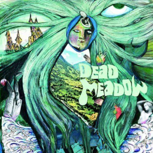 Psychedelic album cover art featuring a green-haired figure with a landscape in her hair