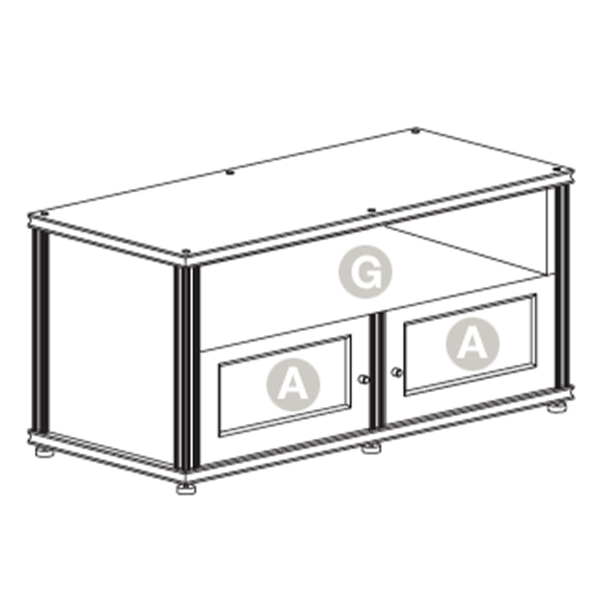 Salamander Designs Synergy 223 Twin AV Cabinet (Dark Walnut with Black Glass & Aluminum Posts)