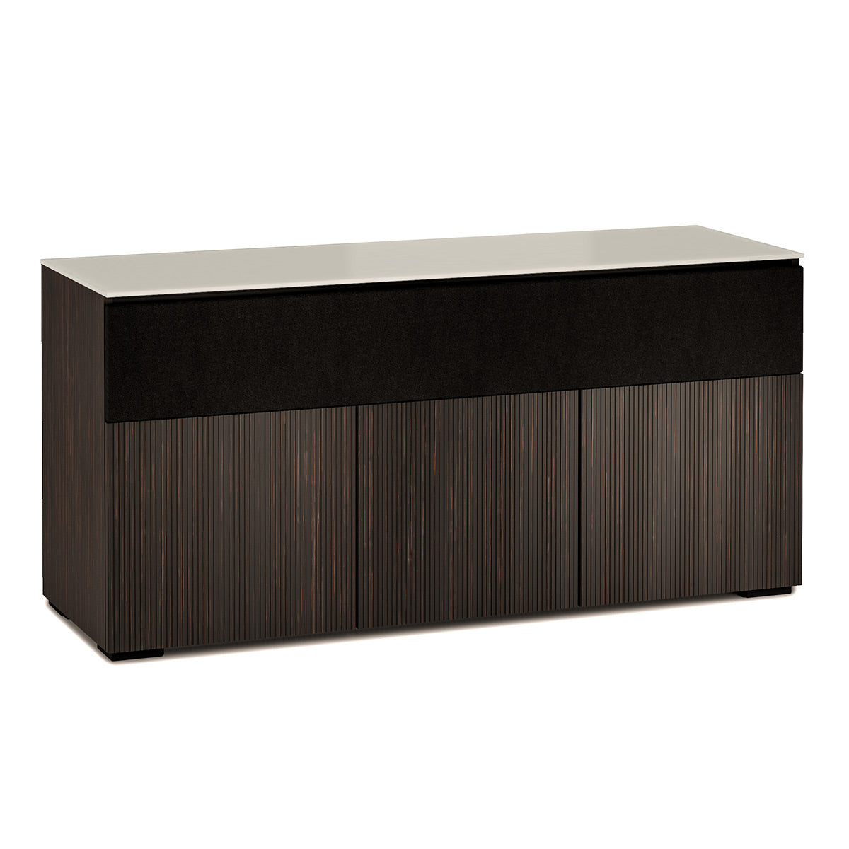 Salamander Chameleon Collection Manhattan 339 Triple Speaker Integrated AV Cabinet (Maro Ebony Doors and Sides, Matte Taupe Glass Top)