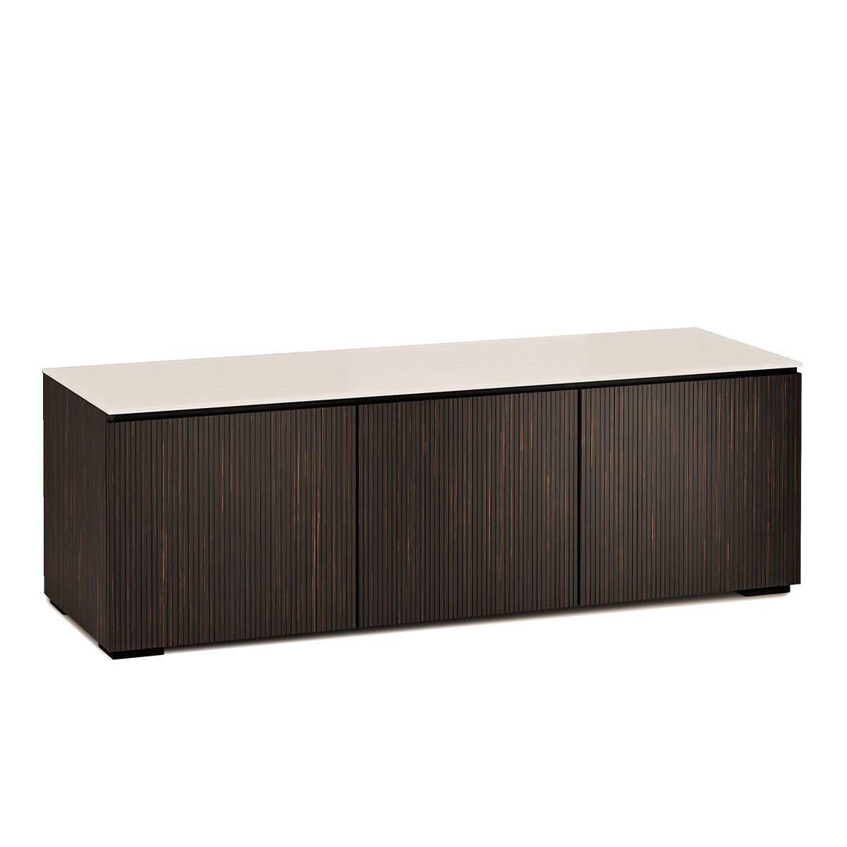Salamander Chameleon Collection Manhattan 237 Triple AV Cabinet (Maro Ebony Doors and Sides, Matte Taupe Glass Top)