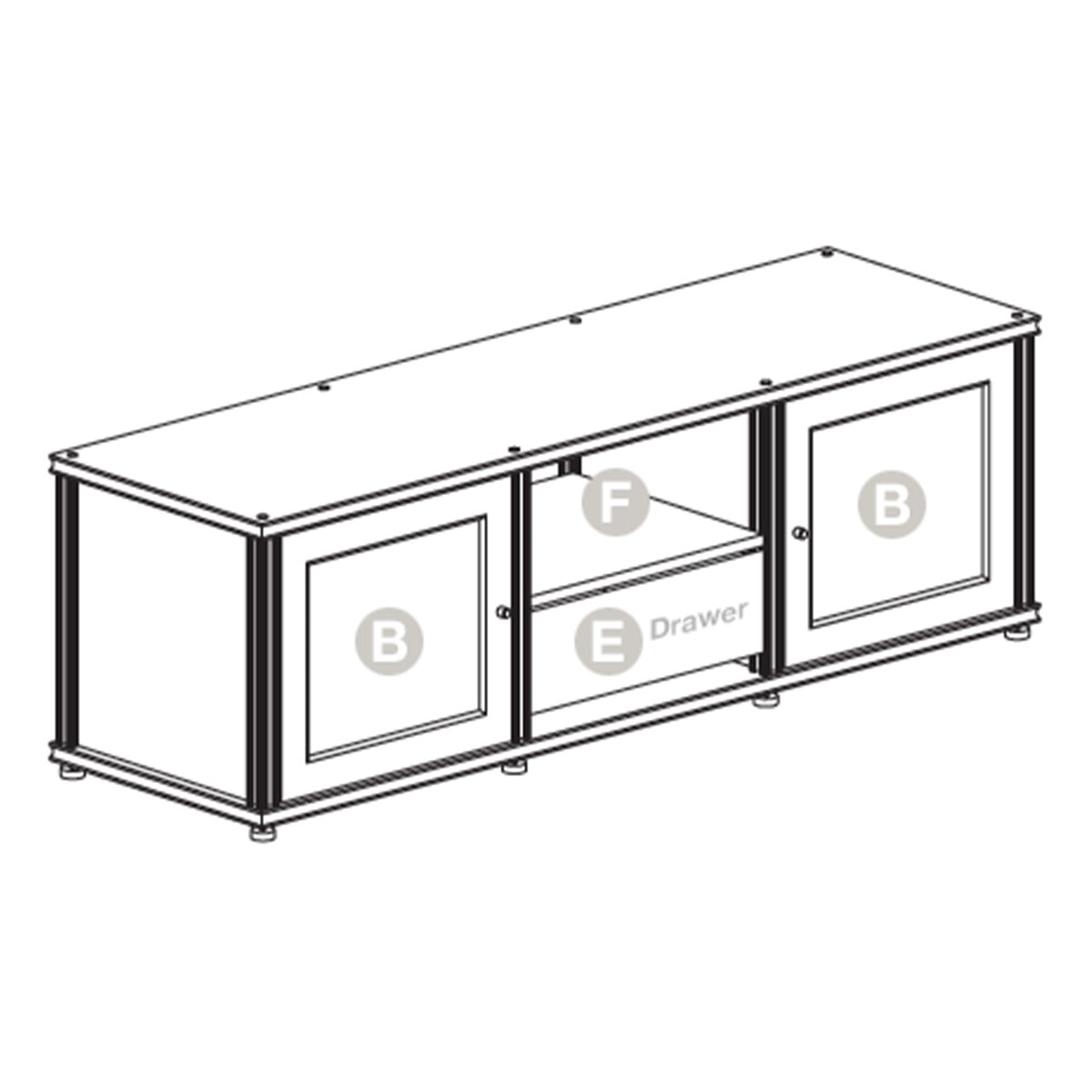 Salamander Synergy 236 Triple AV Cabinet (Black Oak with Black Glass & Aluminum Posts)