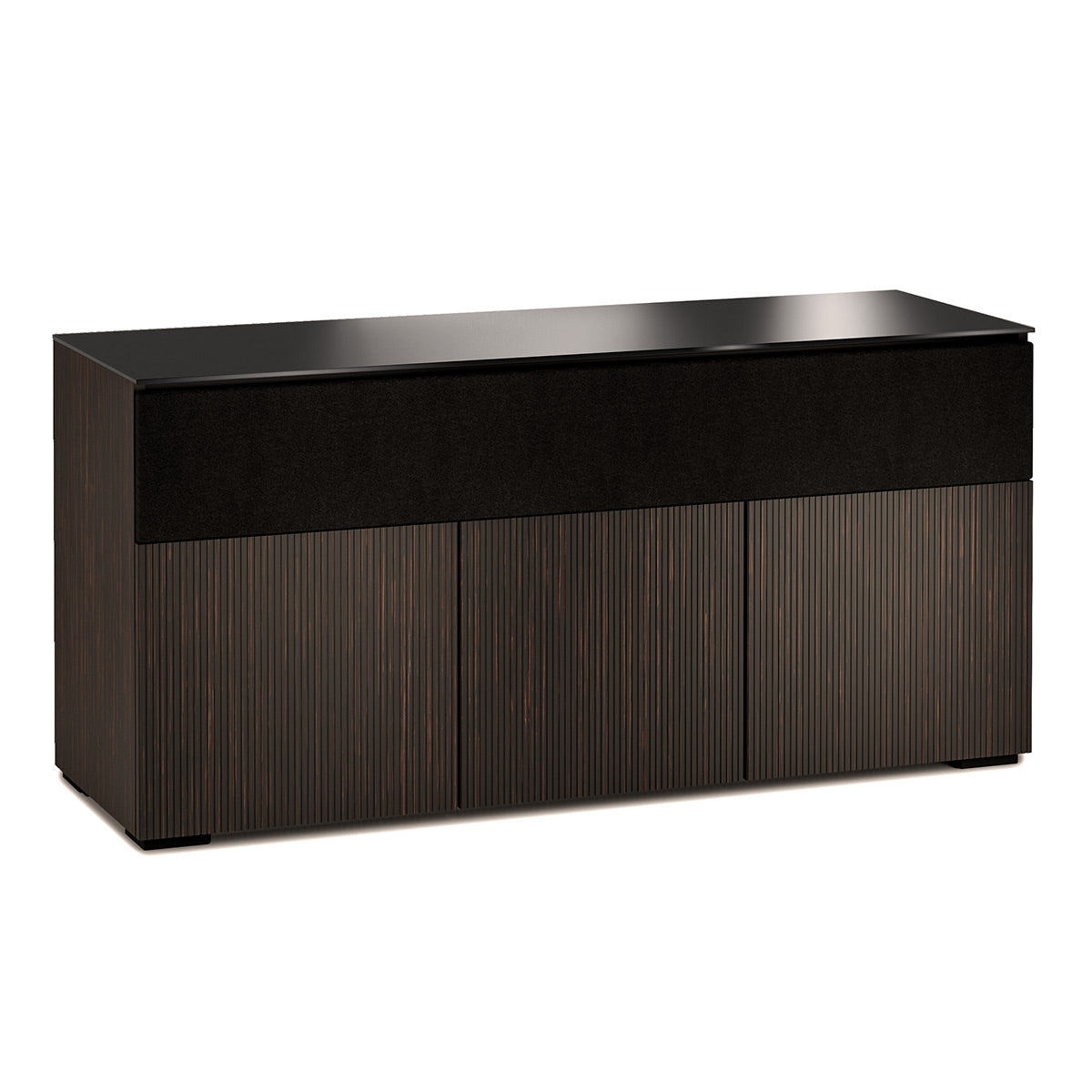 Salamander Chameleon Collection Manhattan 339 Triple Speaker Integrated AV Cabinet (Medium Walnut Doors and Sides, Black Glass Top)