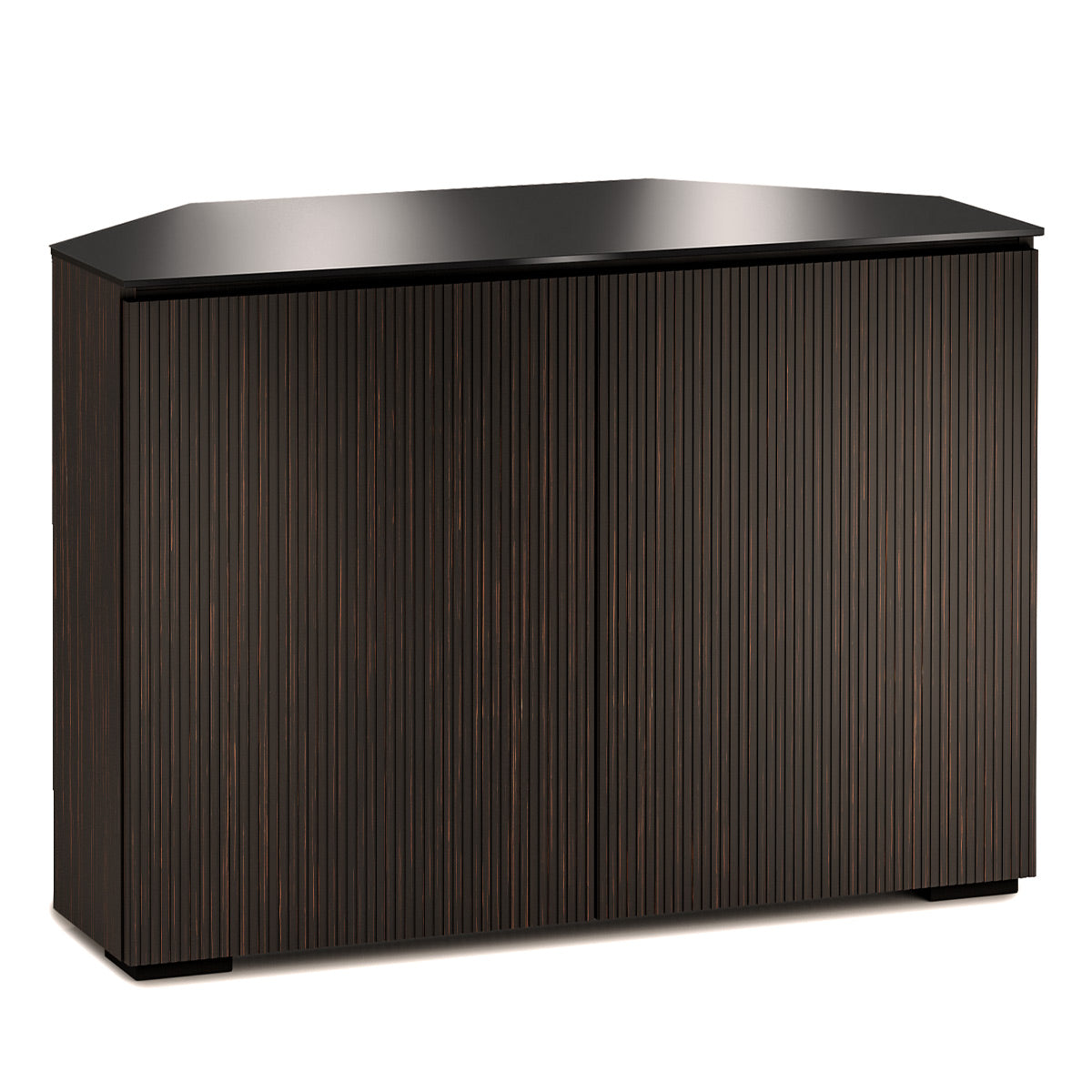 Salamander Chameleon Collection Manhattan 323 Corner AV Cabinet (Maro Ebony Doors and Sides, Black Glass Top)