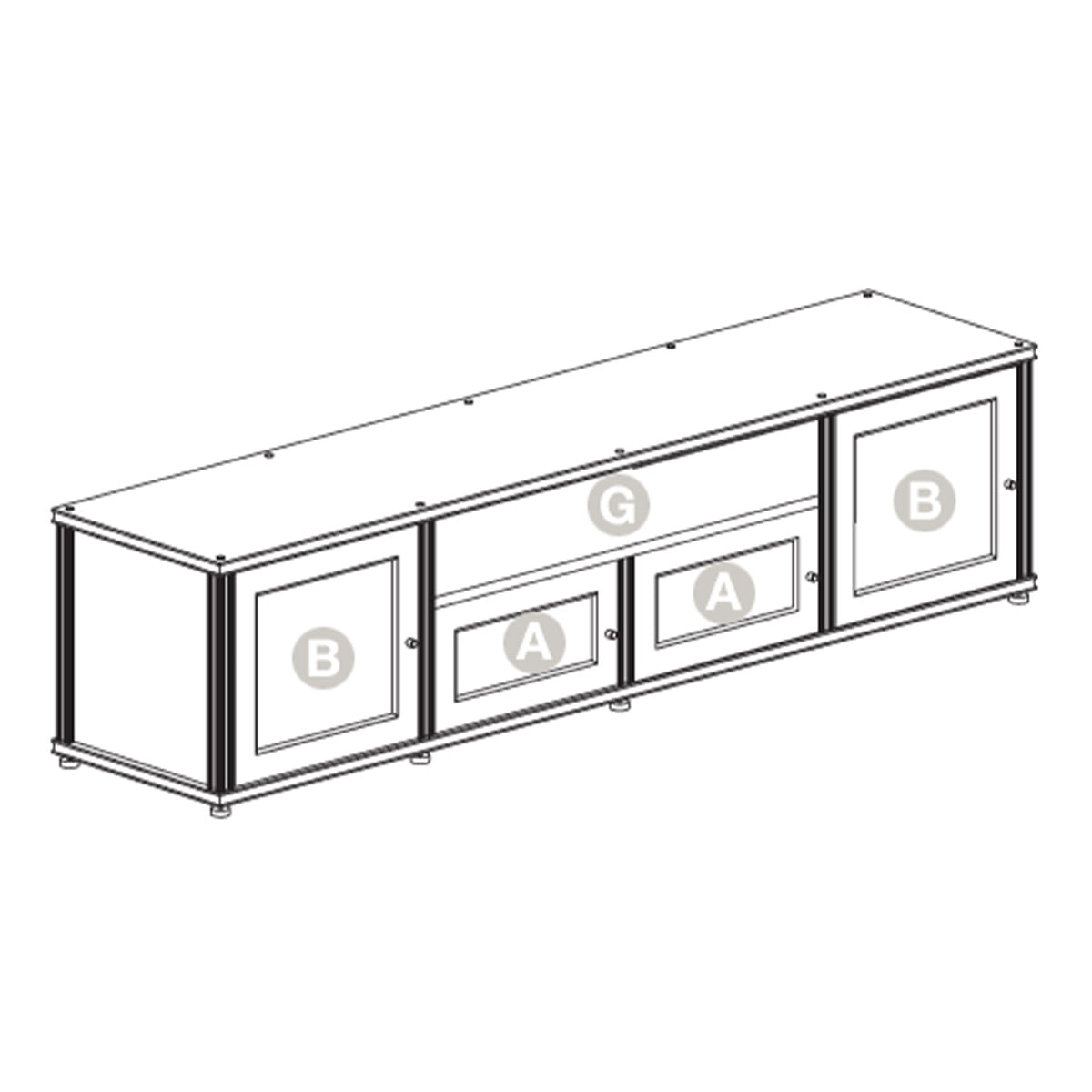 Salamander Synergy 243 Quad AV Cabinet (American Cherry with Black Glass Doors & Aluminum Posts)
