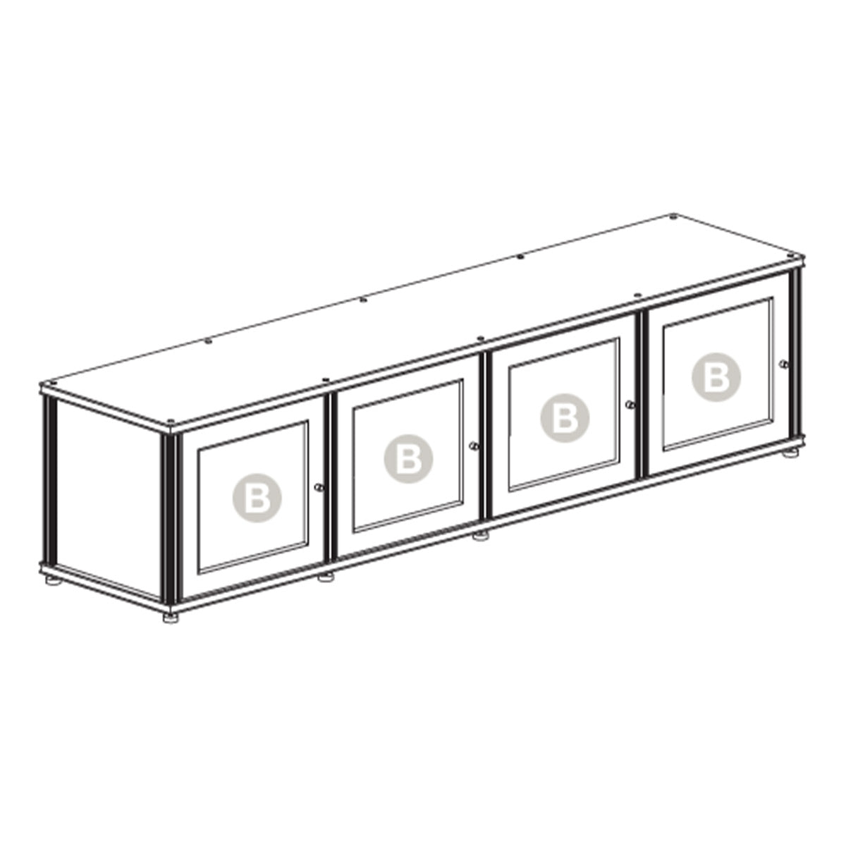 Salamander Designs Synergy 247 Quad AV Cabinet (Walnut with Black Glass Doors & Black Posts)