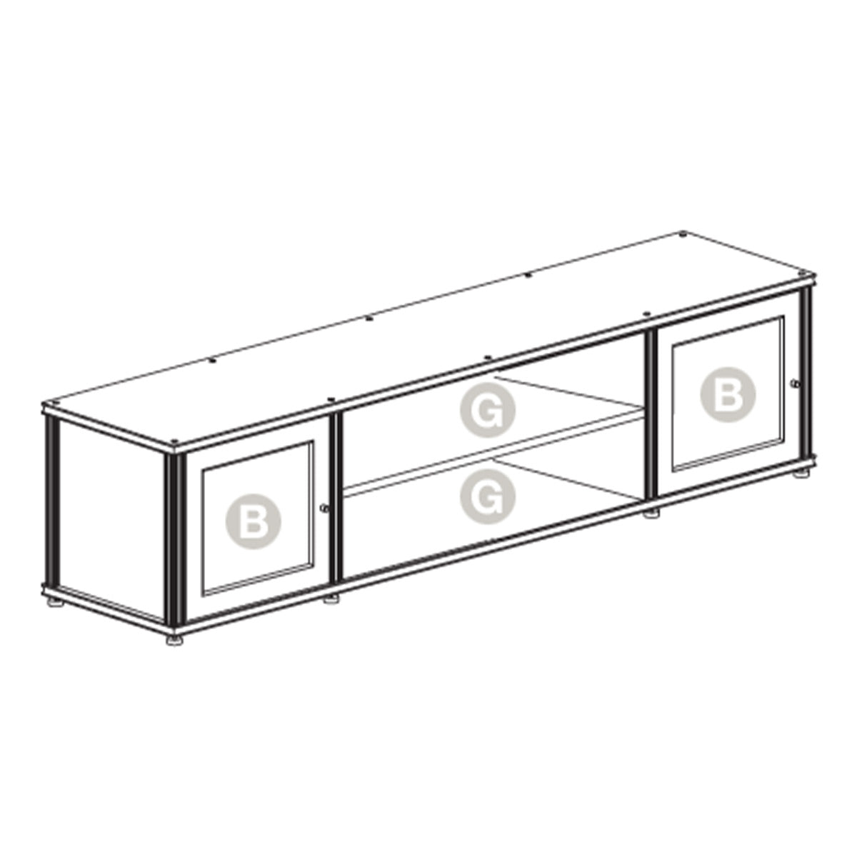 Salamander Designs Synergy 248 Quad AV Cabinet (Black Oak with Black Glass Doors & Black Posts)