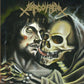 Dark fantasy album cover art depicting a bearded man with a hooded skeleton