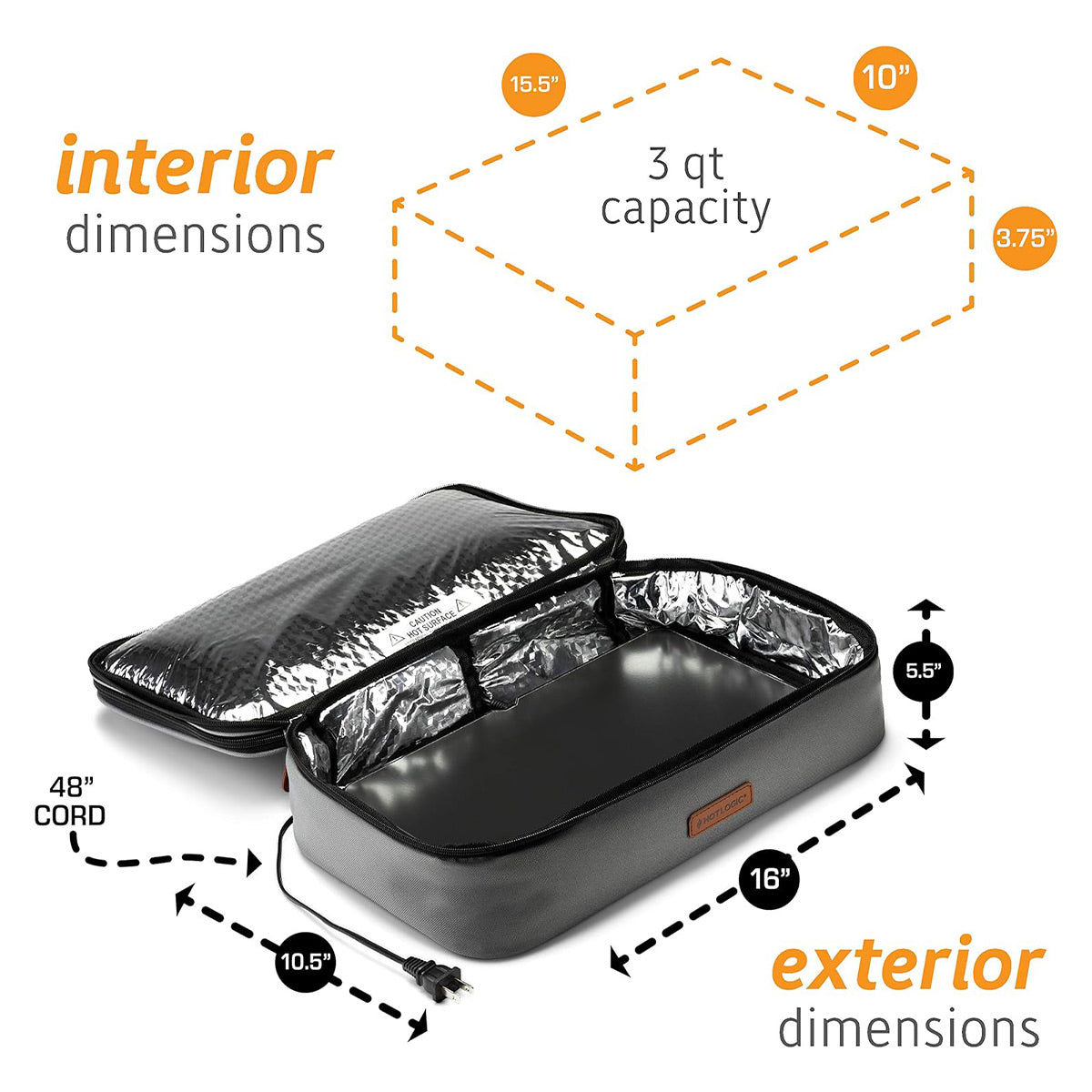 HOTLOGIC Max XP Expandable Personal Portable Food Warmer (Gray)