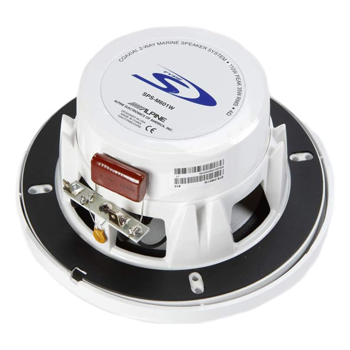 Alpine SPS-M601W 6.5" Coaxial 2-Way Marine Speakers - Pair (White)