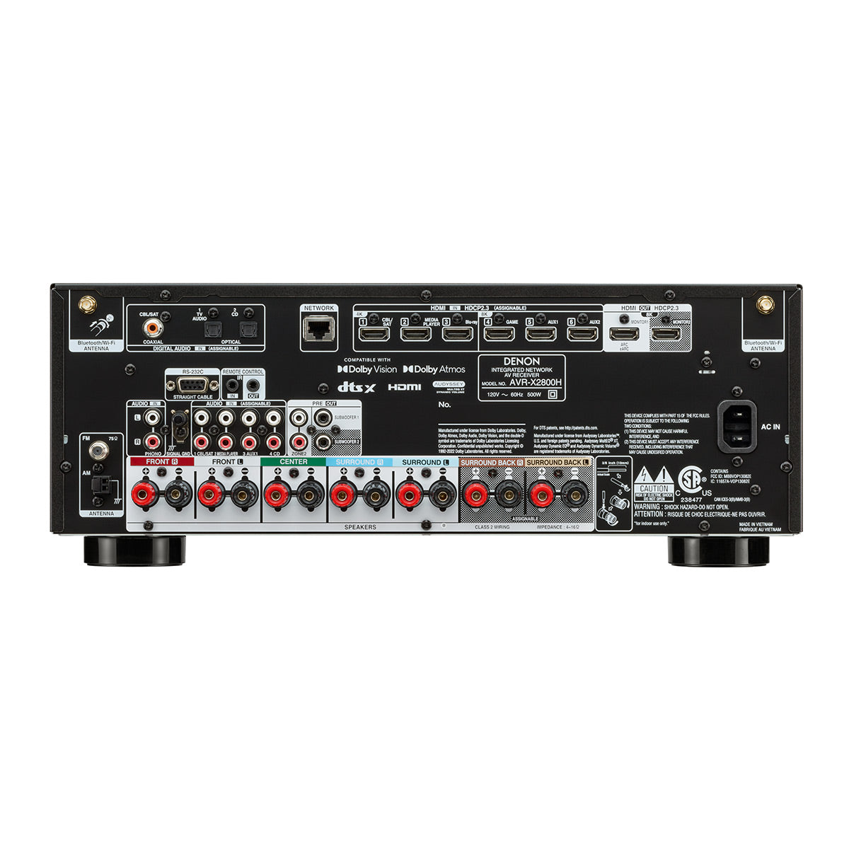 Denon AVR-X2800H 7.2 Channel 8K Receiver Bundle with AudioQuest SKY 3m HDMI Cable