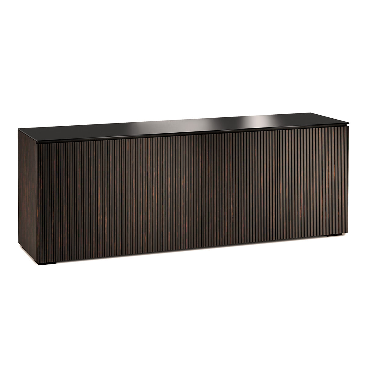 Salamander Chameleon Collection Manhattan 347 Quad AV Cabinet (Maro Ebony Doors and Sides, Black Glass Top)