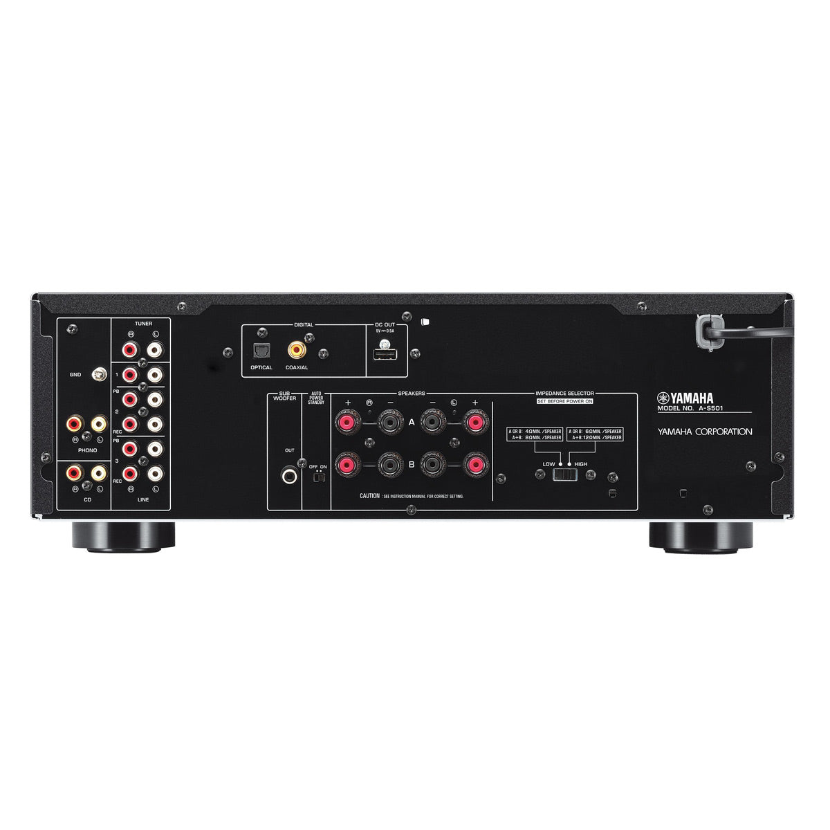 Yamaha A-S501 Amplifier Bundle with AudioQuest Jack Russell Cable (Black)