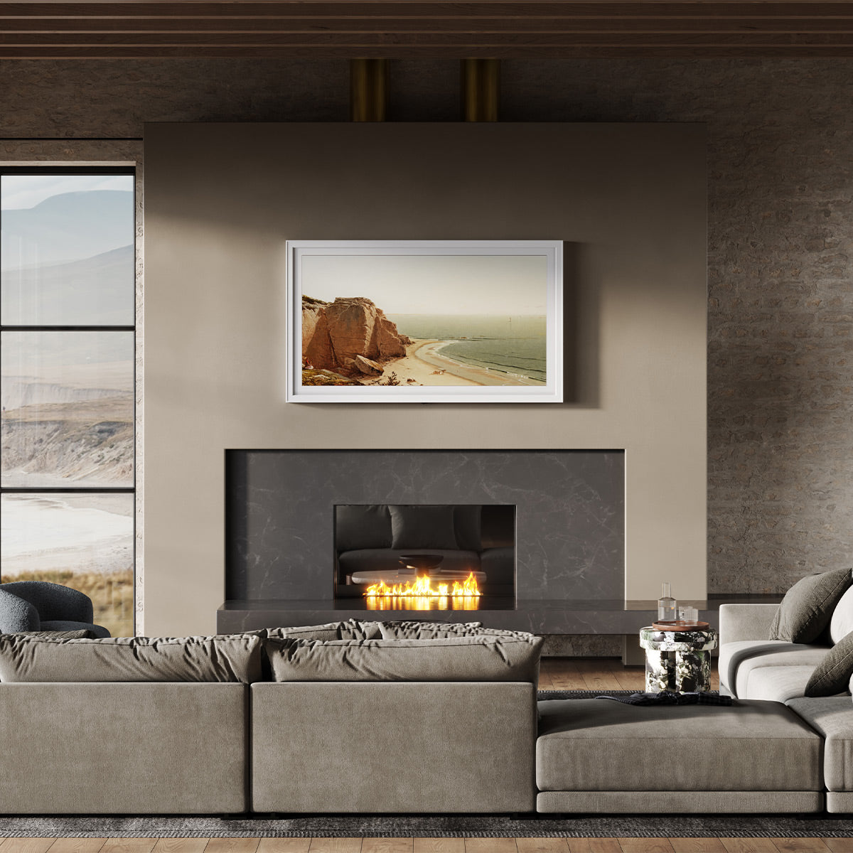 Leon 75" StudioFrame for Sony Bravia XR-75X93L Display (Studio Grain White)