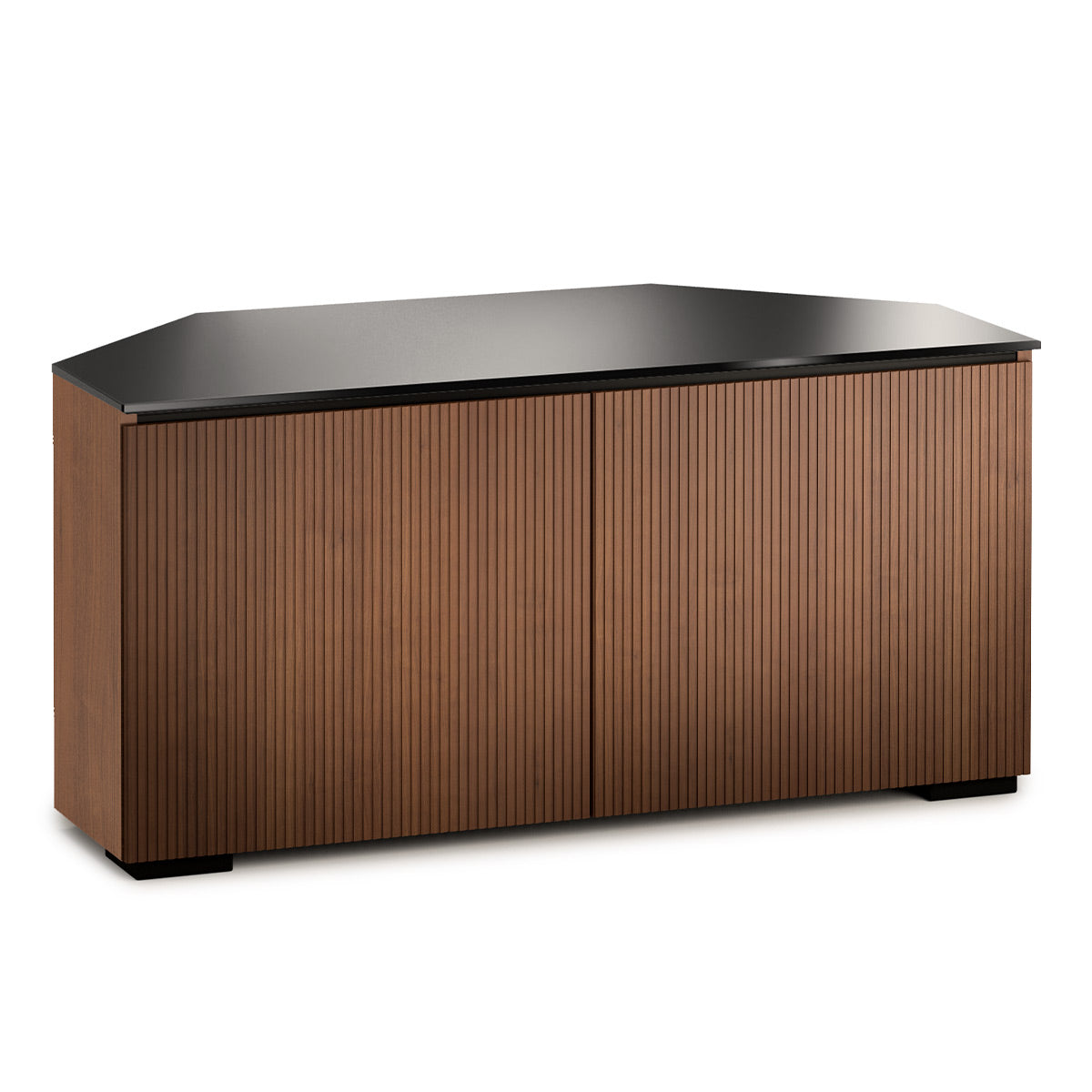 Salamander Chameleon Collection Manhattan 221 Corner AV Cabinet (Medium Walnut Doors and Sides, Black Glass Top)