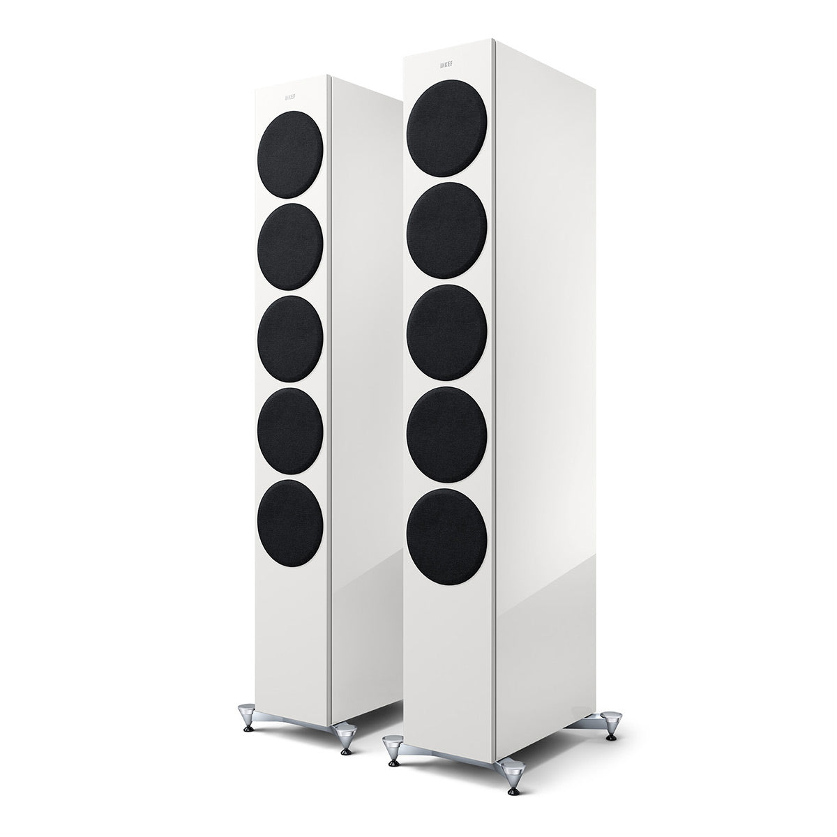 KEF Reference 5 Meta Floorstanding Speaker - Pair (High-Gloss White/Champagne)