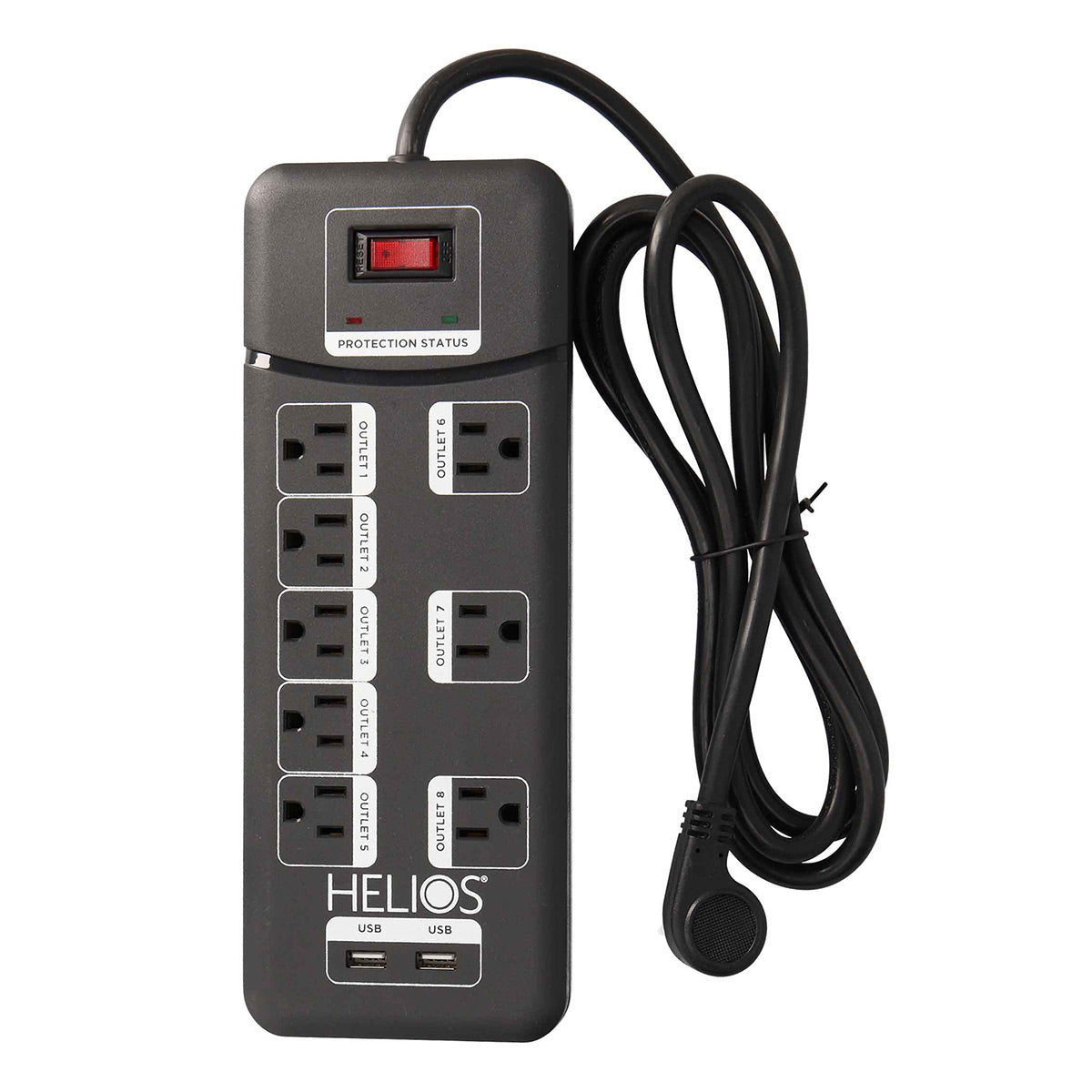 Helios 8 Outlet Surge Protector with 2 USB Charging Ports