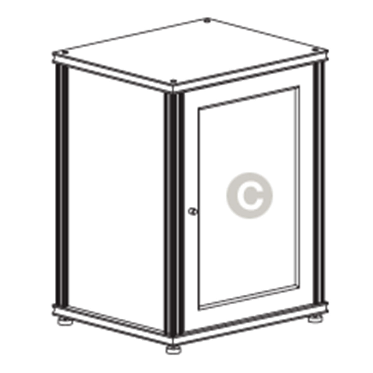 Salamander Designs Synergy 303 Single AV Cabinet (Dark Walnut with Black Glass Doors & Black Posts)