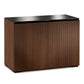 Salamander Chameleon Collection Manhattan 323 Twin AV Cabinet (Medium Walnut Doors and Sides, Black Glass Top)