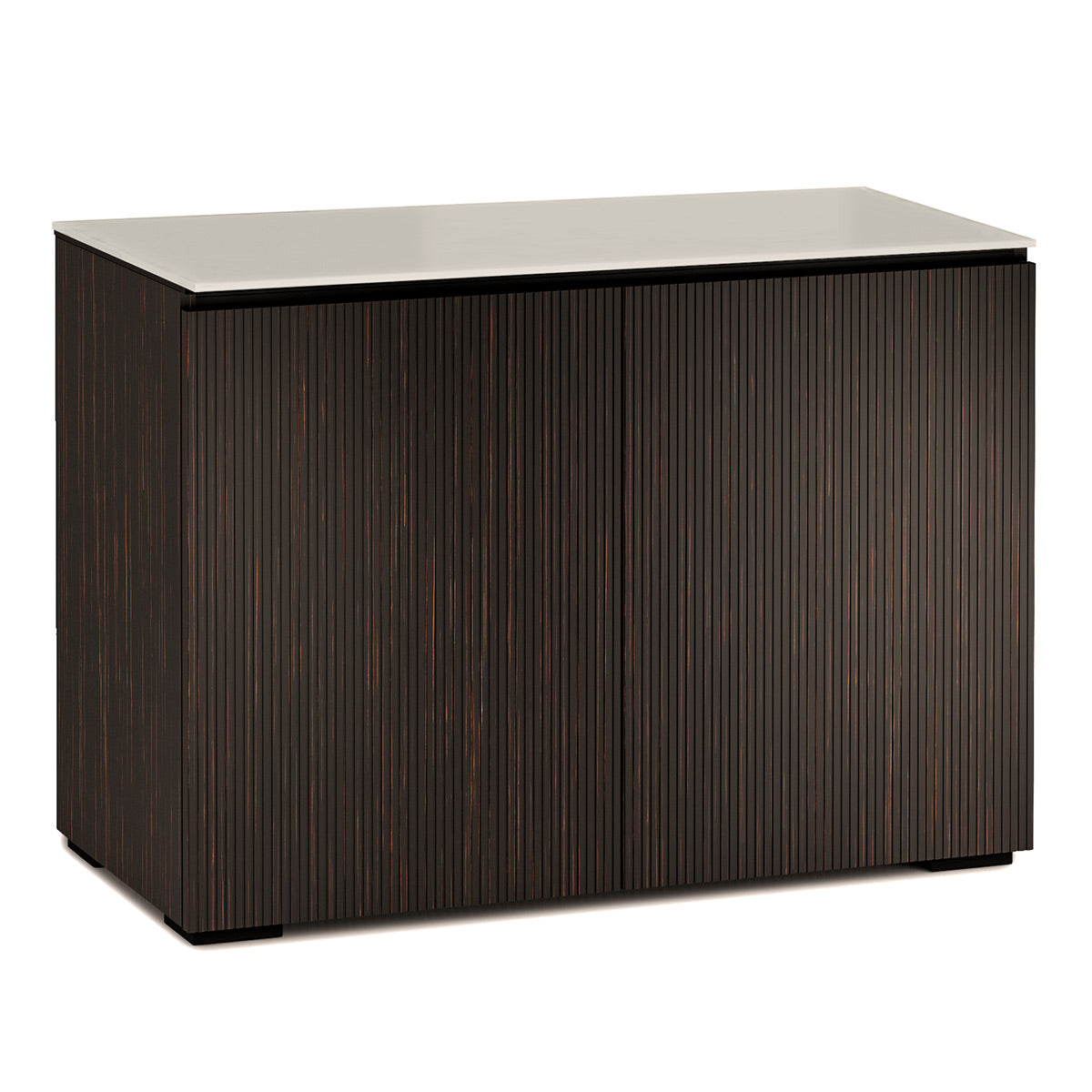 Salamander Chameleon Collection Manhattan 323 Twin AV Cabinet (Maro Ebony Doors and Sides, Matte Taupe Glass Top)