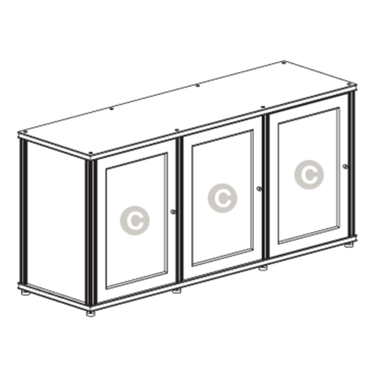 Salamander Designs Synergy 337 Triple AV Cabinet (Black Oak with Black Glass & Aluminum Posts)
