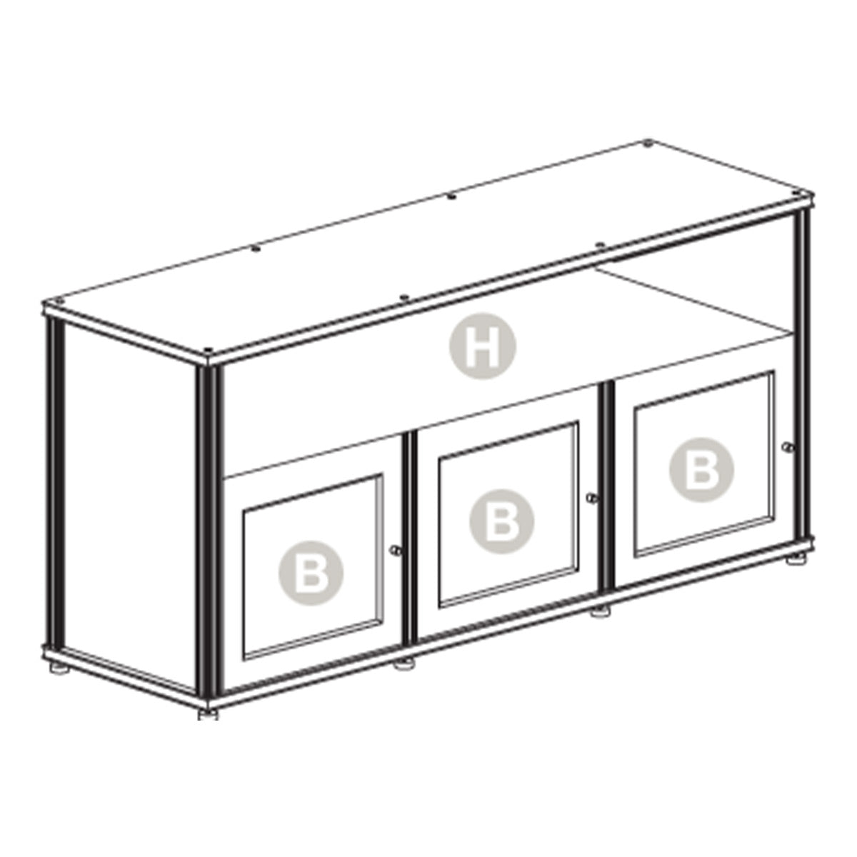 Salamander Designs Synergy 339 Triple AV Cabinet (Dark Walnut with Black Glass & Aluminum Posts)