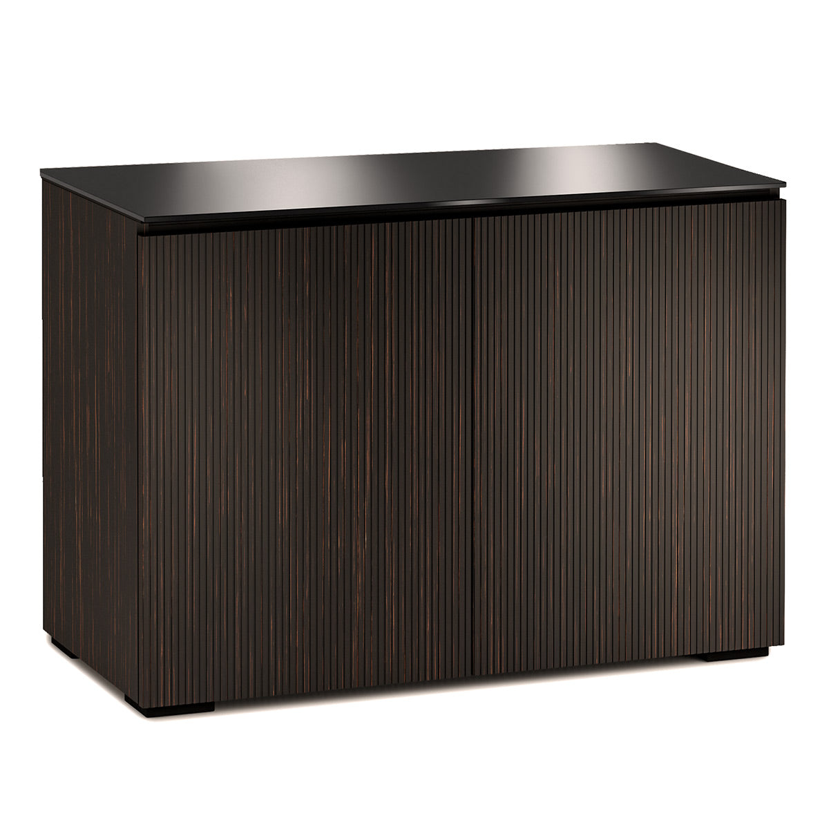 Salamander Chameleon Collection Manhattan 323 Twin AV Cabinet (Maro Ebony Doors and Sides, Black Glass Top)
