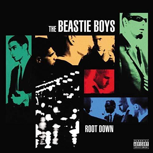 Collage-style album cover featuring stylized portraits of three men in suits and sunglasses