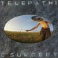 Oval album cover art showing a shirtless man holding a flying saucer over his head in a field