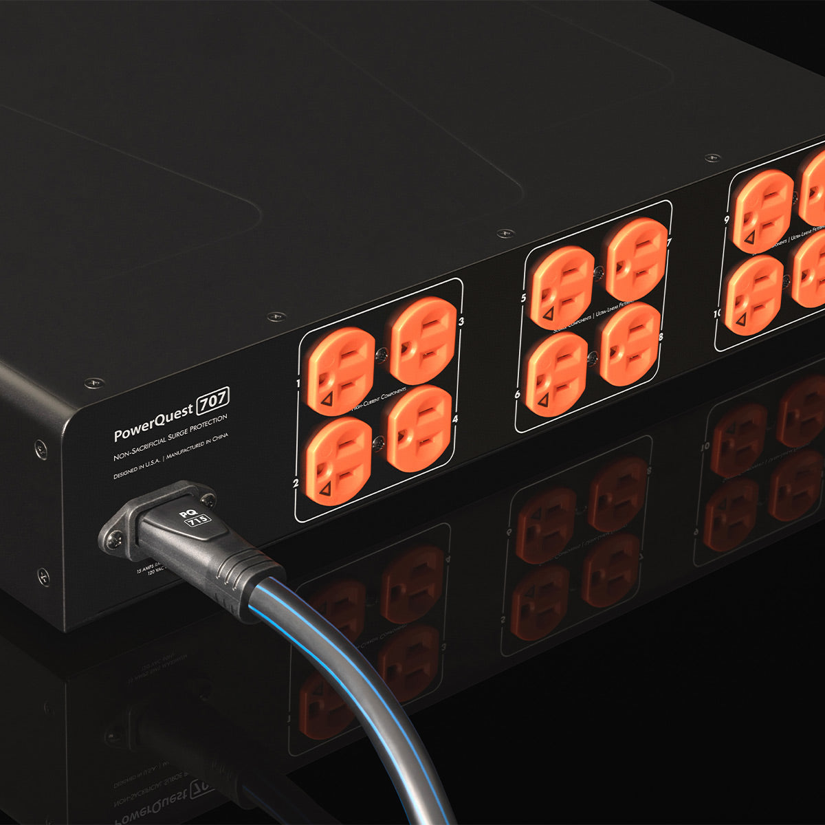 AudioQuest PowerQuest 707 12-Outlet Surge Protector and Power Conditioner with AudioQuest NRG-Y3 1.0m Low-Distortion 3-Pole AC Power Cable