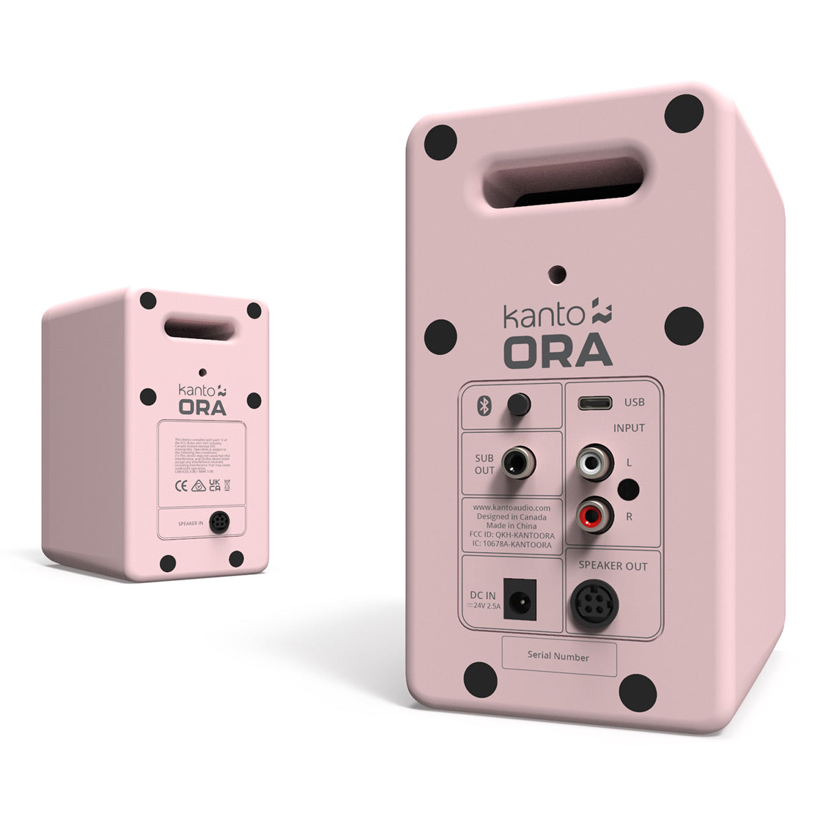 Kanto ORA Bluetooth Speakers Bundle with AudioQuest Jack Russell Subwoofer Cable - 4m (Pink)