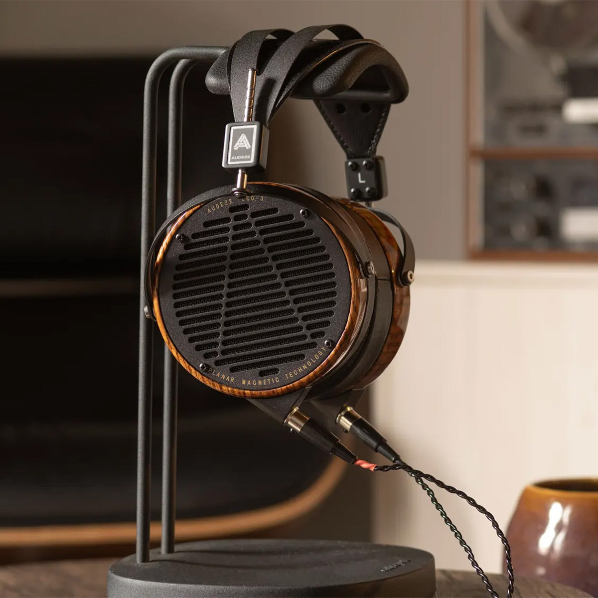 Audeze LCD-3 Planar Magnetic Over-Ear Headphones with Carrying Case (Zebrano, Leather-Free)