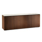 Salamander Chameleon Collection Manhattan 347 Quad AV Cabinet (Medium Walnut Doors and Sides, Matte Taupe Glass Top)