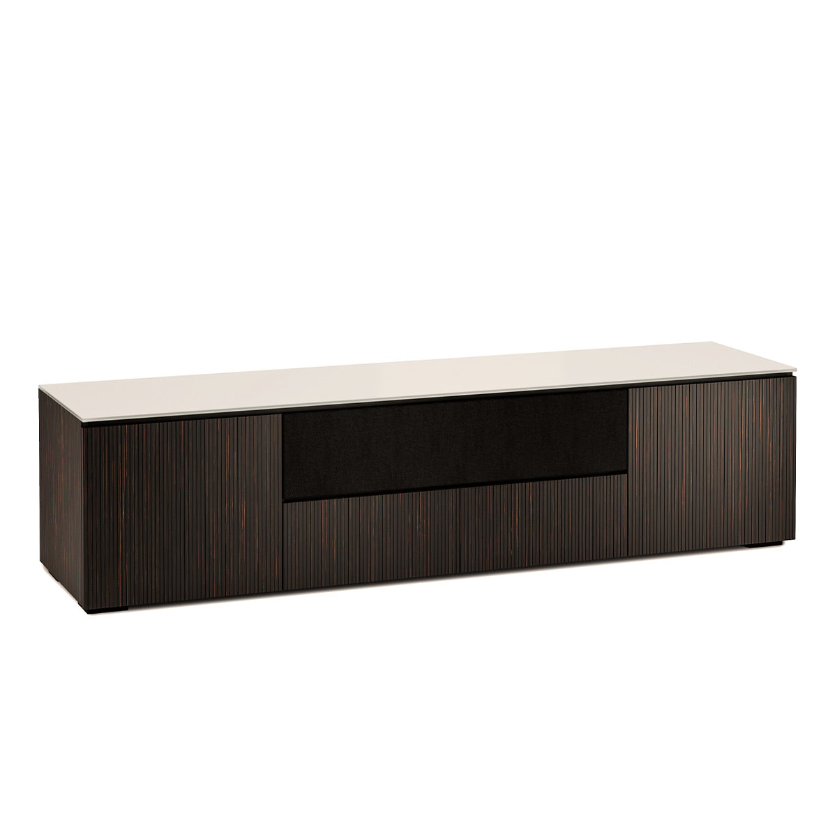 Salamander Chameleon Collection Manhattan 245 Quad Speaker Integrated AV Cabinet (Maro Ebony Doors and Sides, Matte Taupe Glass Top)
