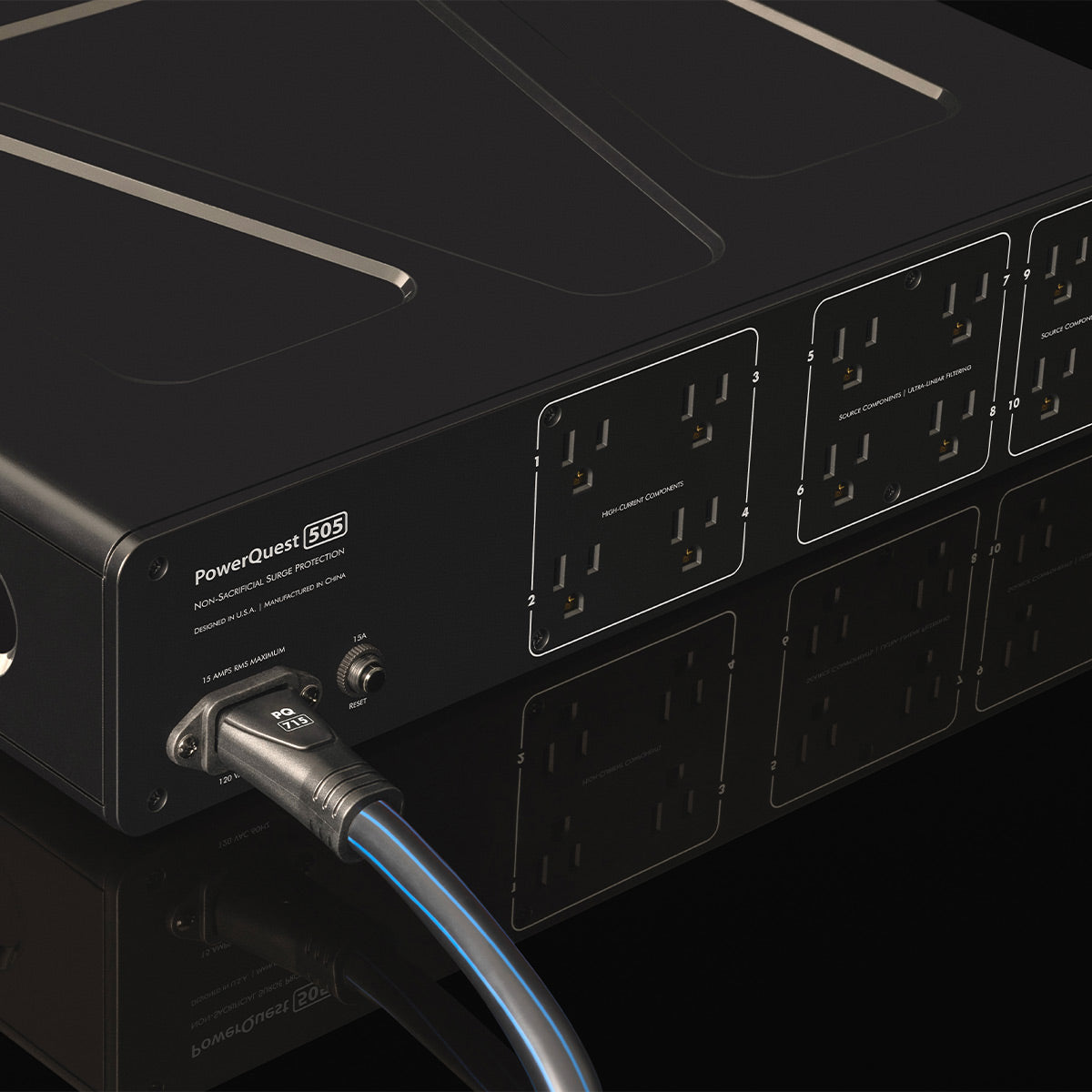 AudioQuest PowerQuest 505 12-Outlet Surge Protector and Power Conditioner with AudioQuest NRG-Y3 1.0m Low-Distortion 3-Pole AC Power Cable