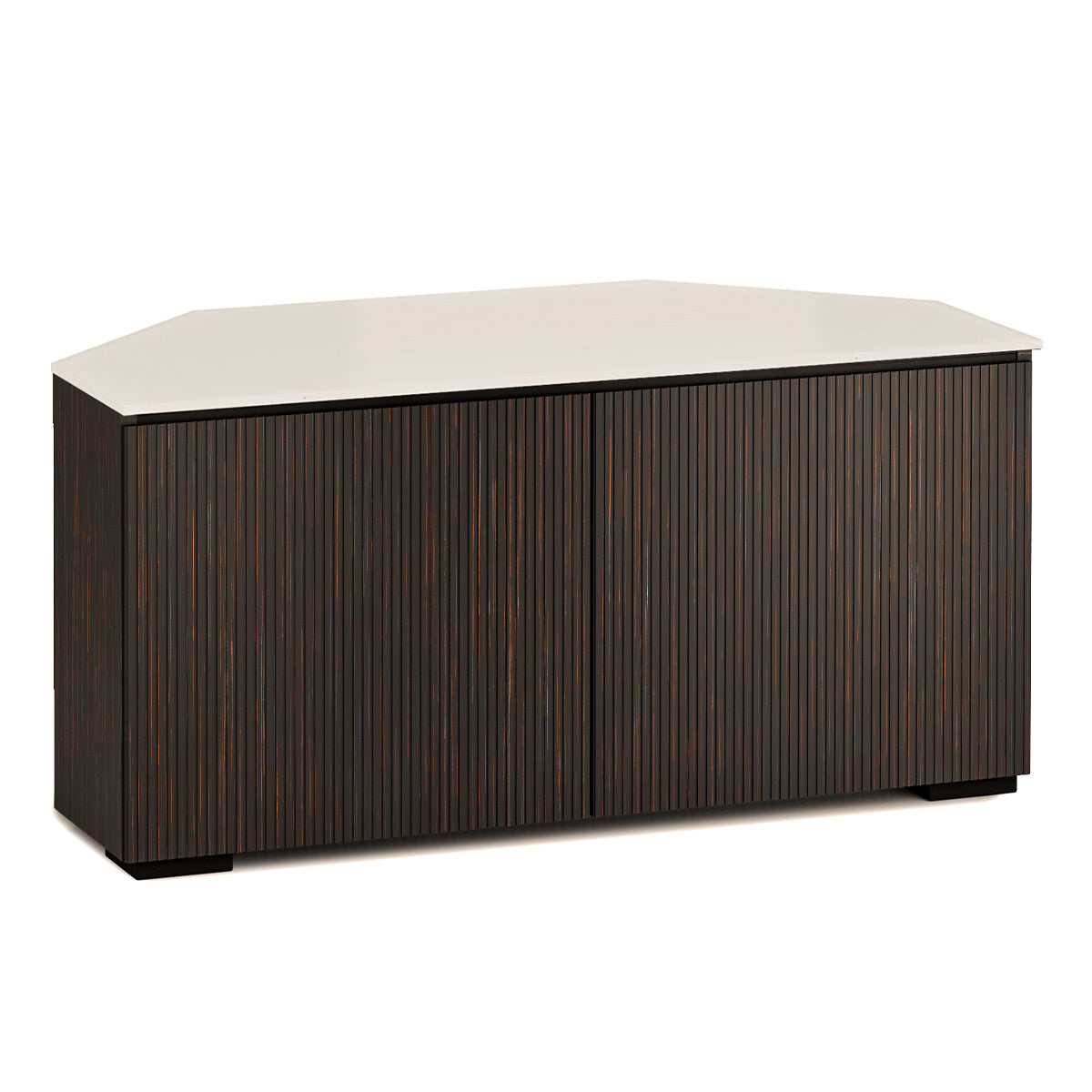 Salamander Chameleon Collection Manhattan 221 Corner AV Cabinet (Maro Ebony Doors and Sides, Matte Taupe Glass Top)