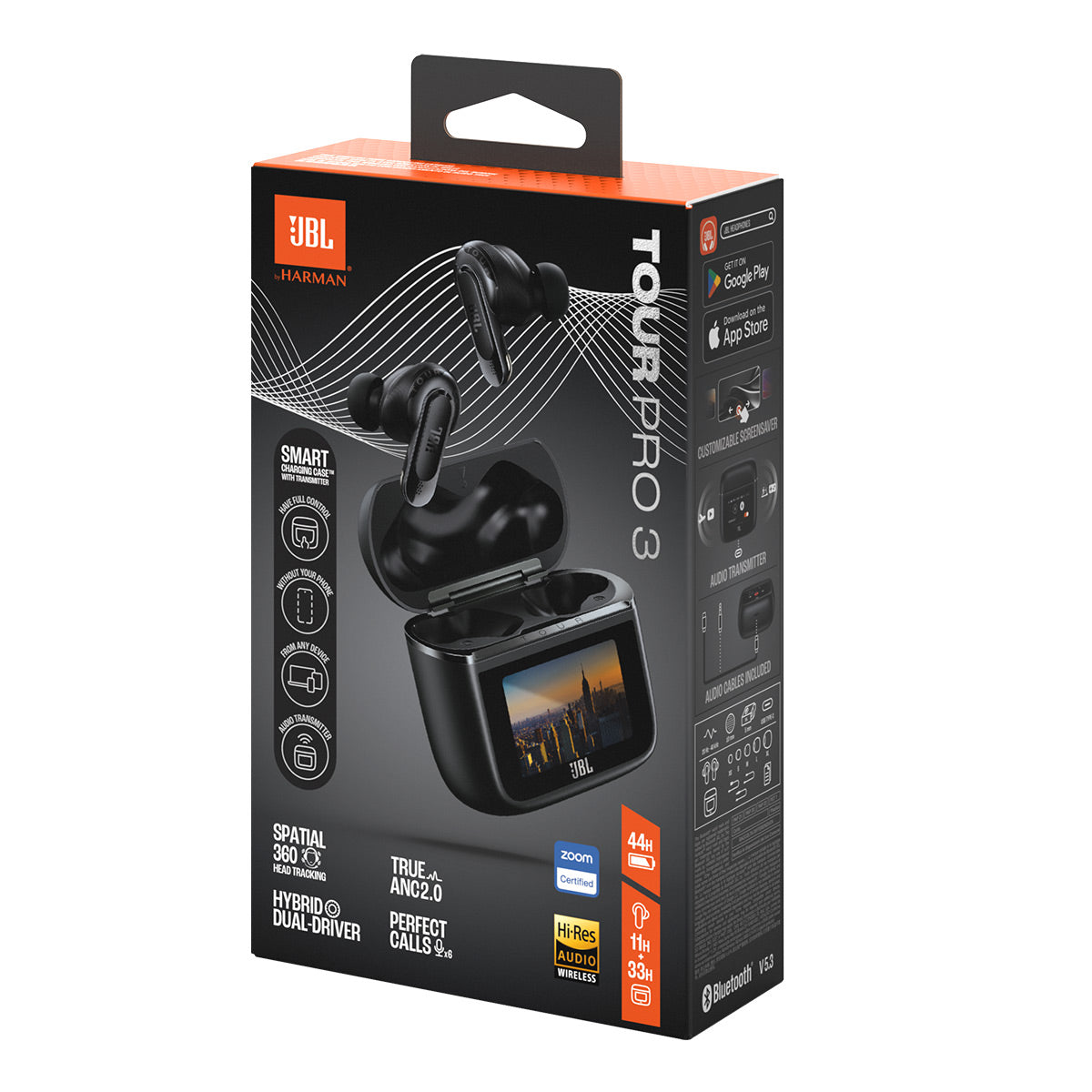 JBL Tour Pro 3 Noise Cancelling True Wireless Earbuds with Smart Case (Black)