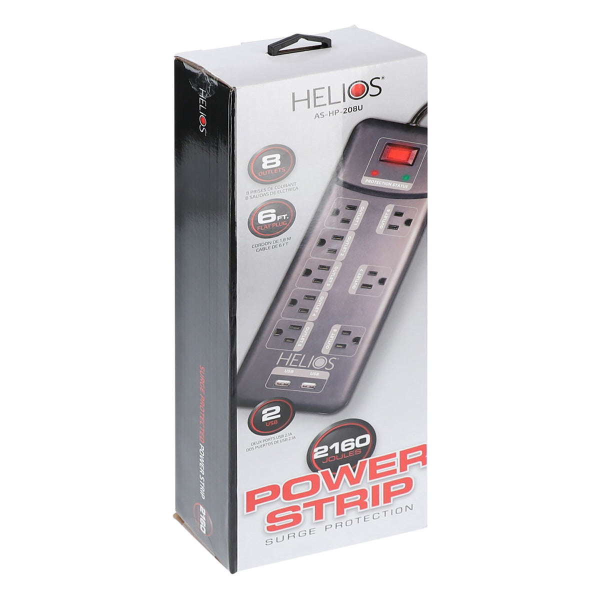 Helios 8 Outlet Surge Protector with 2 USB Charging Ports