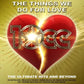 Red heart with metallic band logo on gold sunburst vinyl album cover