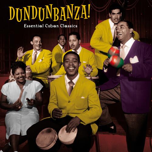 Vintage album cover featuring a musical ensemble in yellow and purple suits playing percussion instr