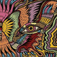 Psychedelic vinyl record sleeve featuring a colorful, stylized illustration of a creature with a lar