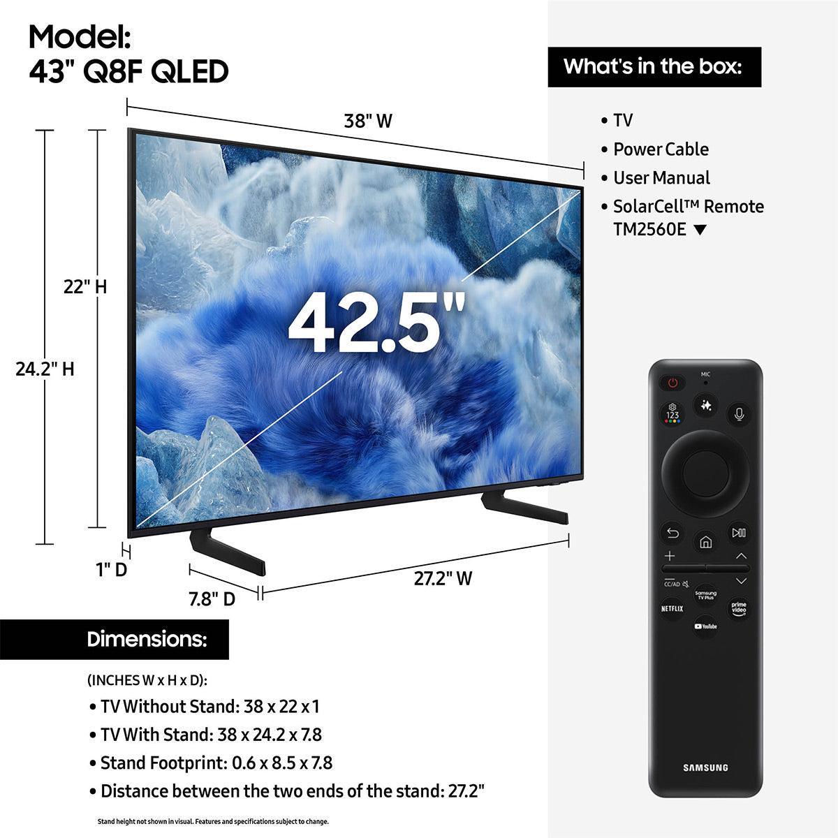 Samsung Q8F 43" 4K QLED Smart TV (2025)